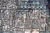 Angkor Thom - Bayon temple, south wall of the third enclosure, bas-reliefs of the naval combat between the Khmer and the Chams